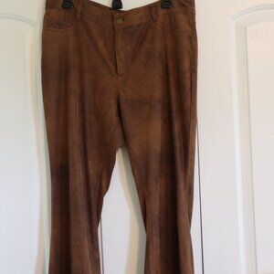 Cato Brown Faux Leather Microsuede Pants Size 16 Plus Casual Office